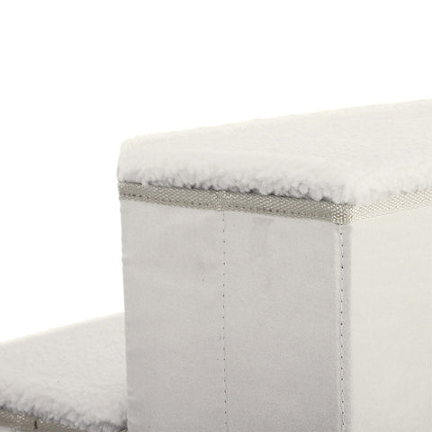 Rootz Pet Stair - Wit - Gebouwd Hout, Suède, Fleece - 15.75cm x 21.26cm x 18.89cm