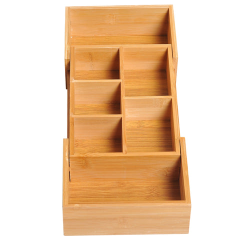 Rootz Drawer Organizer - Brown - Bamboo - 9.68 cm x 6.92 cm x 2.75 cm