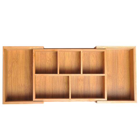 Rootz Drawer Organizer - Brown - Bamboo - 9.68 cm x 6.92 cm x 2.75 cm
