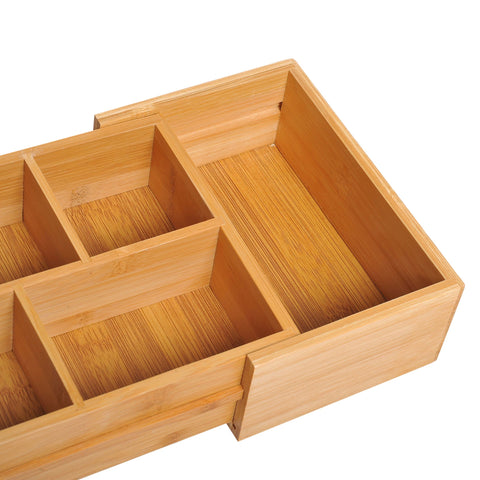 Rootz Drawer Organizer - Brown - Bamboo - 9.68 cm x 6.92 cm x 2.75 cm