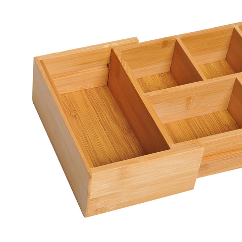 Rootz Drawer Organizer - Brown - Bamboo - 9.68 cm x 6.92 cm x 2.75 cm