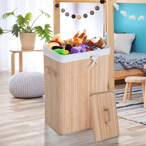 Rootz Laundry Basket - Nature - Bamboo, Canvas - 15.75 cm x 11.81 cm x 23.62 cm