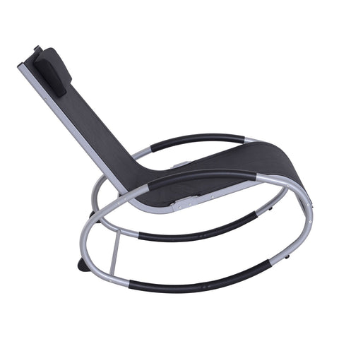 Rootz Rocking Chair with Cushion - Black - Aluminium, Textilene - 47.24 cm x 24.01 cm x 34.64 cm