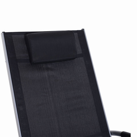 Rootz Rocking Chair with Cushion - Black - Aluminium, Textilene - 47.24 cm x 24.01 cm x 34.64 cm