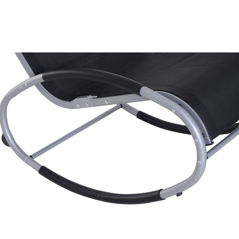 Rootz Rocking Chair with Cushion - Black - Aluminium, Textilene - 47.24 cm x 24.01 cm x 34.64 cm