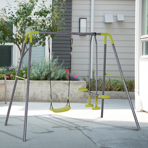 Rootz Doppelschaukel für Kinder – Schwarz, Grün – Metall, Pe, Kunststoff – 62,99 cm x 54,33 cm x 70,86 cm