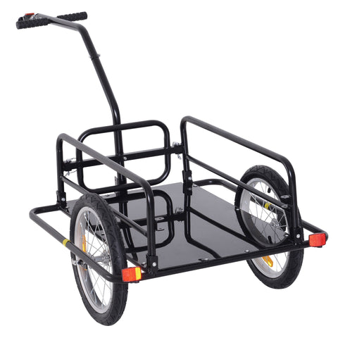 Rootz Bicycle Trailer - Black - Steel, Rubber - 61.02 cm x 28.15 cm x 30.31 cm