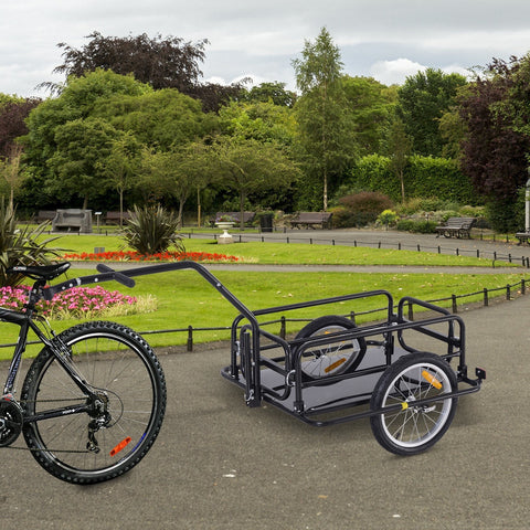 Rootz Bicycle Trailer - Black - Steel, Rubber - 61.02 cm x 28.15 cm x 30.31 cm