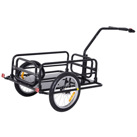 Rootz Bicycle Trailer - Black - Steel, Rubber - 61.02 cm x 28.15 cm x 30.31 cm
