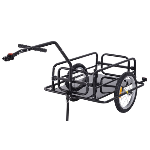 Rootz Bicycle Trailer - Black - Steel, Rubber - 61.02 cm x 28.15 cm x 30.31 cm