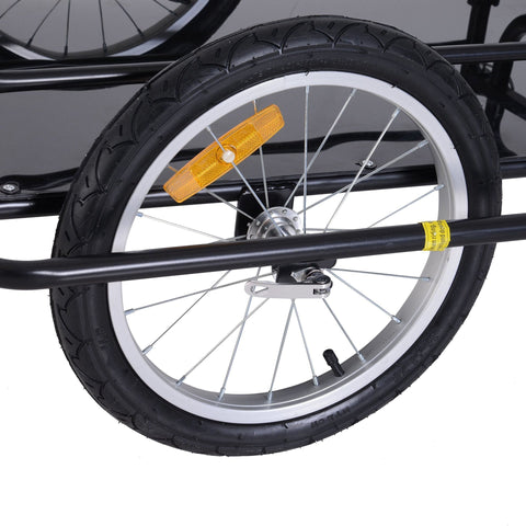 Rootz Bicycle Trailer - Black - Steel, Rubber - 61.02 cm x 28.15 cm x 30.31 cm