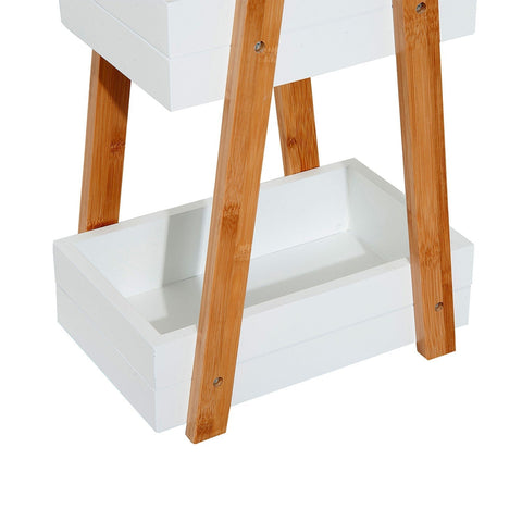 Rootz Bathroom Shelf Stairs - White - Engineered Wood, Bamboo Frame - 8.27cm x 11.81cm x 31.89cm