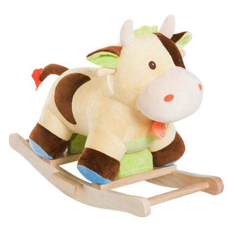Rootz Rocking Animal - Brown, Yellow - Plush, Poplar - 23.62 cm x 13.39 cm x 18.11 cm