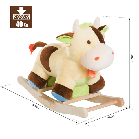 Rootz Rocking Animal - Brown, Yellow - Plush, Poplar - 23.62 cm x 13.39 cm x 18.11 cm