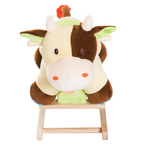 Rootz Rocking Animal - Brown, Yellow - Plush, Poplar - 23.62 cm x 13.39 cm x 18.11 cm
