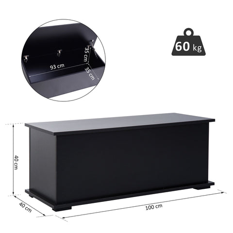 Rootz Kist met Scharnier - Zwart - Spaanplaat - 15.74 cm x 39.37 cm x 15.74 cm