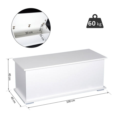 Rootz Kist met Scharnier - Wit - Spaanplaat - 15.74 cm x 39.37 cm x 15.74 cm