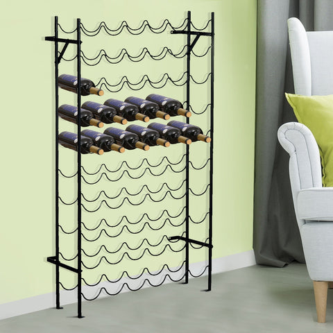 Rootz Wine Rack Bottle - Black - Metal - 24.8 cm x 8.07 cm x 46.46 cm