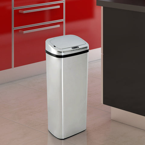Rootz Automatic Garbage Can - Silver - Steel, Plastic - 12.99 cm x 9.84 cm x 33.07 cm