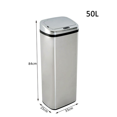 Rootz Automatic Garbage Can - Silver - Steel, Plastic - 12.99 cm x 9.84 cm x 33.07 cm