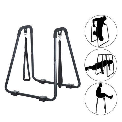 Rootz Dip Station met Sling Trainer - Zwart - Staal - 35,43 cm x 31,88 cm x 36,41 cm