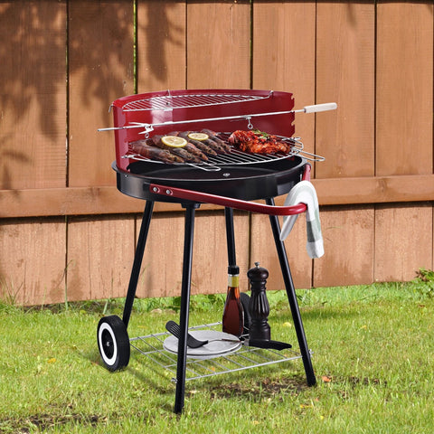 Rootz Houtskoolgrill Op Wielen - Rood, Zwart - Metaal - 27.56 cm x 20.08 cm x 29.72 cm