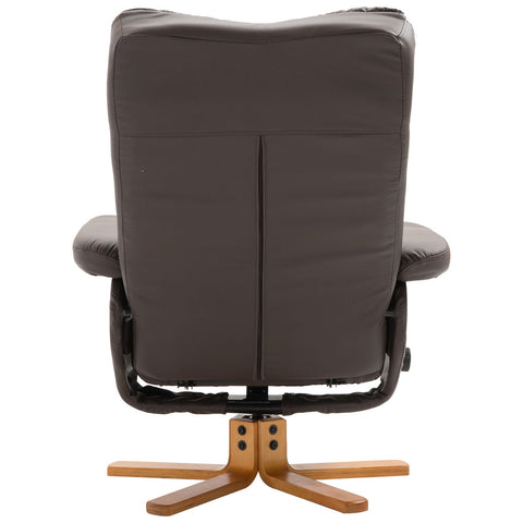 Rootz Relax Chair With Stool - Brown - Wood, Pu, Foam - 31.5 cm x 33.86 cm x 38.98 cm
