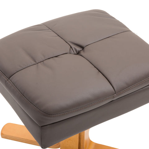 Rootz Relax Chair With Stool - Brown - Wood, Pu, Foam - 31.5 cm x 33.86 cm x 38.98 cm