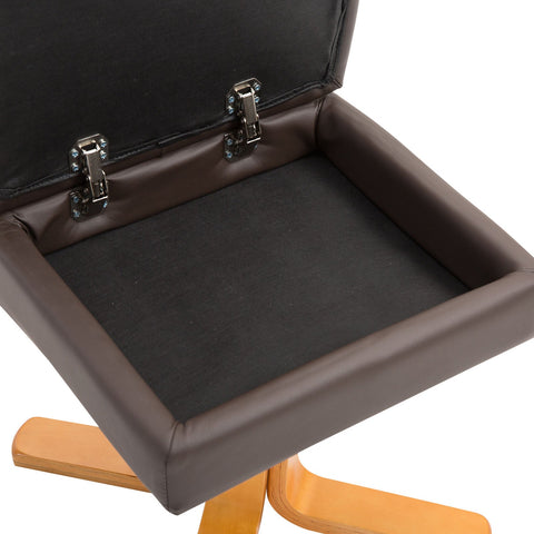 Rootz Relax Chair With Stool - Brown - Wood, Pu, Foam - 31.5 cm x 33.86 cm x 38.98 cm