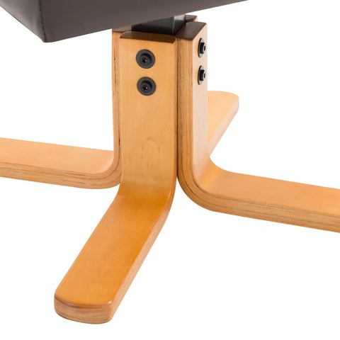 Rootz Relax Chair With Stool - Brown - Wood, Pu, Foam - 31.5 cm x 33.86 cm x 38.98 cm