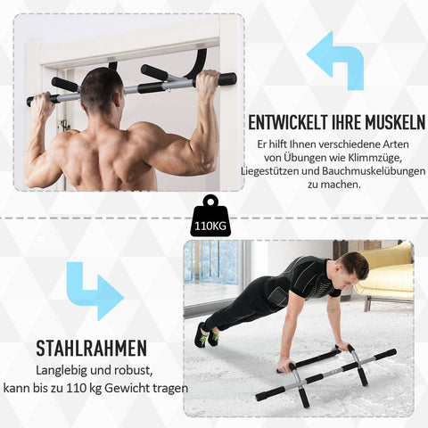 Rootz Chin-up Bar Training Holder - Black, Gray - Steel, Foam, Pe - 36.22 cm x 15.75 cm x 6.69 cm