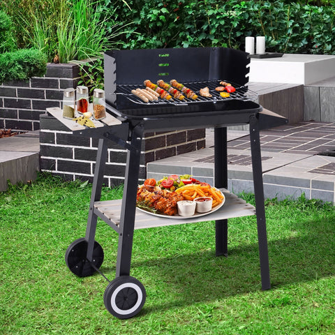 Rootz Grill Cart - Black - Metal, Plywood, Porcelain - 32.68 cm x 17.72 cm x 34.25 cm