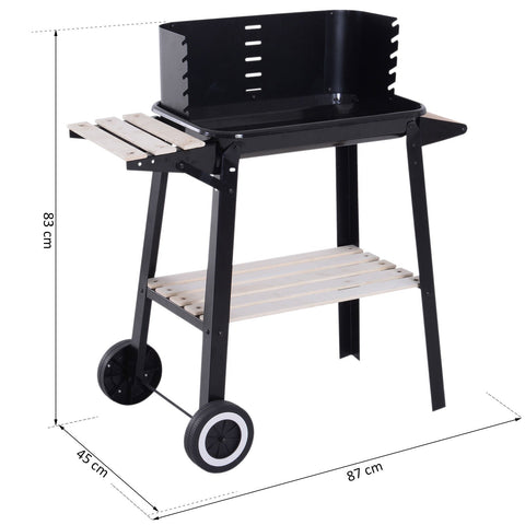 Rootz Grill Cart - Black - Metal, Plywood, Porcelain - 32.68 cm x 17.72 cm x 34.25 cm