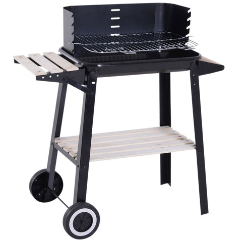 Rootz Grill Cart - Black - Metal, Plywood, Porcelain - 32.68 cm x 17.72 cm x 34.25 cm