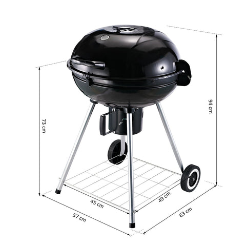 Rootz Grill Cart - Black, Silver - Metal, Porcelain - 22.44 cm x 24.8 cm x 37 cm