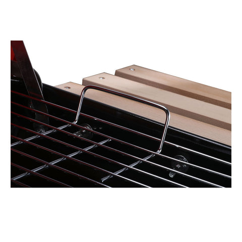 Rootz Charcoal Grill Stand - Black, Red - Steel, Wood, Porcelain - 38.58 cm x 19.29 cm x 31.89 cm