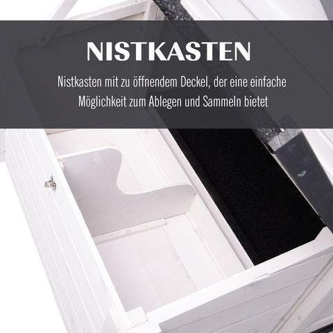 Rootz Chicken Coop With Nest Box - Grey, White - Fir Wood, Asphalt, Metal - 66.14 cm x 31.5 cm x 43.7 cm