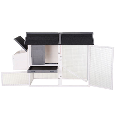 Rootz Chicken Coop With Nest Box - Grey, White - Fir Wood, Asphalt, Metal - 66.14 cm x 31.5 cm x 43.7 cm