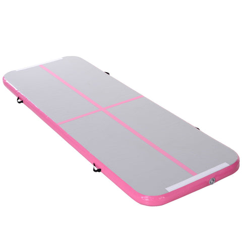 Rootz Air Track Tumbling Mat - Gray, Pink - PVC - 118.11cm x 39.37cm x 3.93cm