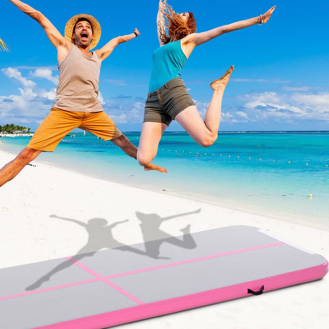 Rootz Air Track Tumbling Mat - Gray, Pink - PVC - 118.11cm x 39.37cm x 3.93cm