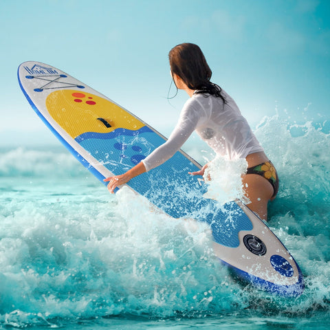 Rootz Inflatable Surfboard - White, Blue - PVC, Eva - 120.07cm x 29.92cm x 3.93cm