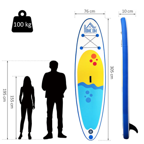 Rootz Inflatable Surfboard - White, Blue - PVC, Eva - 120.07cm x 29.92cm x 3.93cm