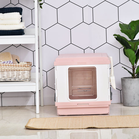 Rootz Litter Box - Pink, White - Abs - 21.25 cm x 16.92 cm x 16.53 cm