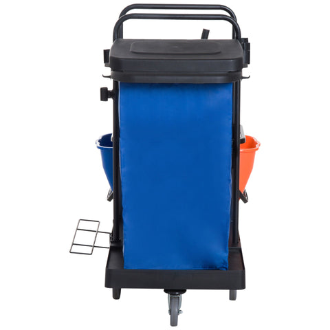 Rootz Cleaning Trolley - Black, Blue, Orange - Metal, PP, Fabric - 43.7 cm x 24.92 cm x 40.55 cm