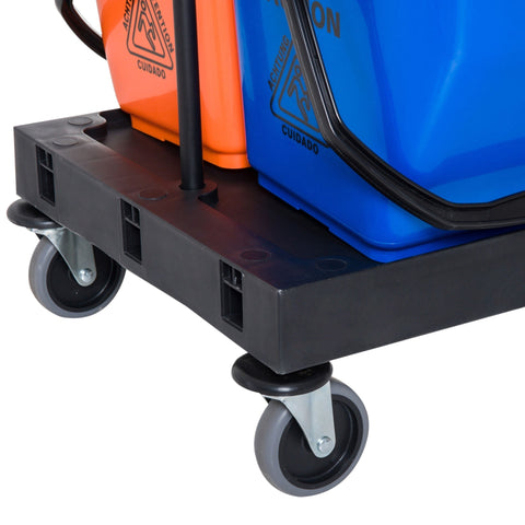 Rootz Cleaning Trolley - Black, Blue, Orange - Metal, PP, Fabric - 43.7 cm x 24.92 cm x 40.55 cm