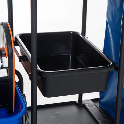 Rootz Cleaning Trolley - Black, Blue, Orange - Metal, PP, Fabric - 43.7 cm x 24.92 cm x 40.55 cm