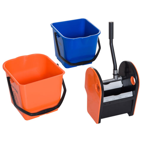 Rootz Cleaning Trolley - Black, Blue, Orange - Metal, PP, Fabric - 43.7 cm x 24.92 cm x 40.55 cm