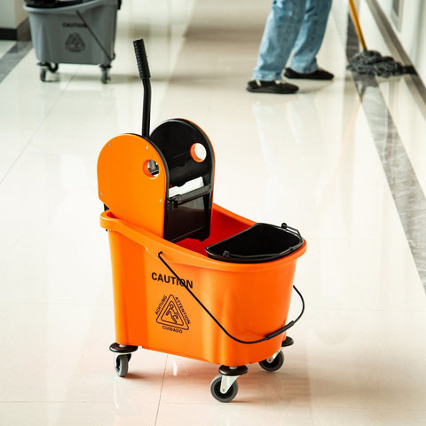 Rootz Cleaning Trolley - Black, Orange - Plastic, Metal - 21.25 cm x 16.14 cm x 36.02 cm