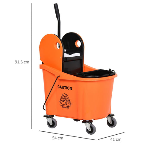 Rootz Cleaning Trolley - Black, Orange - Plastic, Metal - 21.25 cm x 16.14 cm x 36.02 cm