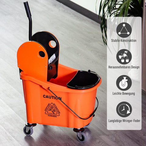 Rootz Cleaning Trolley - Black, Orange - Plastic, Metal - 21.25 cm x 16.14 cm x 36.02 cm